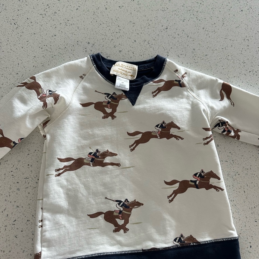 The Beaufort Bonnet Company Cream and Brown Equestrian Sweatshirt